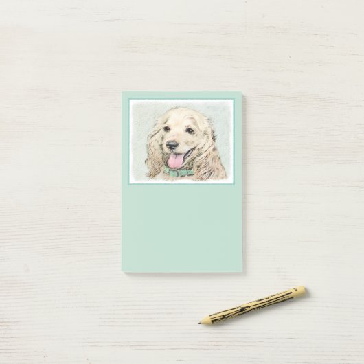 Post-it® Cocker Spaniel Buff Peinture - Art Chien original (Sur un bureau)