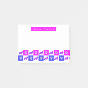 Post-it® Cocker Spaniel Chien & Paw Hot Rose & Blue