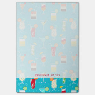 Post-it® Cocktail Motif sur Arrière - plan Turquoise