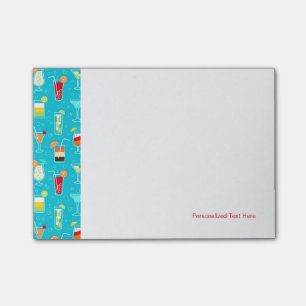 Post-it® Cocktail Motif sur Arrière - plan Turquoise