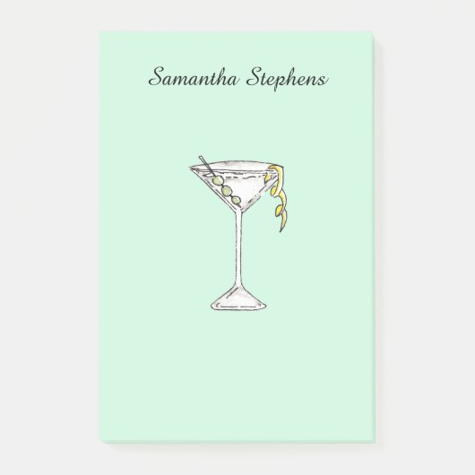 Post-it® Cocktail olive de Martini d'aquarelle peinte à la (Devant)