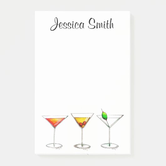 Post-it® Cocktails de Martini Cosmo Manhattan personnalisés (Devant)