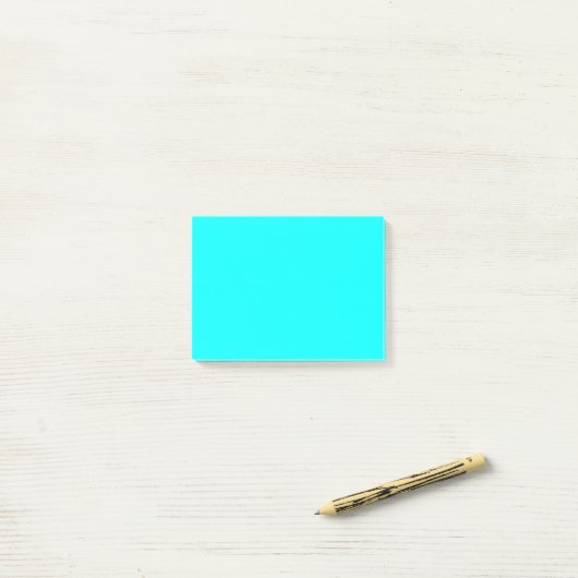 Post-it® Code hexadécimal bleu néon 00ffff (Sur un bureau)