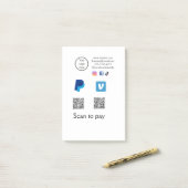 Post-it® Code QR PayPal venmo scan pay ajouter médias socia (Sur un bureau)