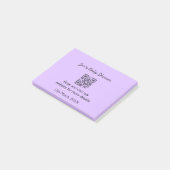 Post-it® Code QR simple pour baby shower violet avec texte  (Incliné)