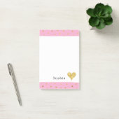 Post-it® Cœur à points dorés rose féminin  (Bureau)