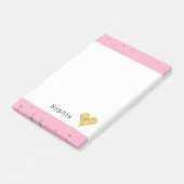 Post-it® Cœur à points dorés rose féminin  (Incliné)