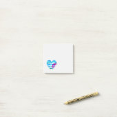 Post-it® Cœur aquarelle bleu (Sur un bureau)
