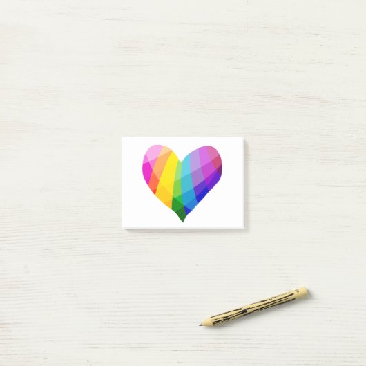 Post-it® Coeur arc-en-ciel (Sur un bureau)