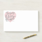 Post-it® Coeur d'aquarelle de cadeau de professeur (Sur un bureau)