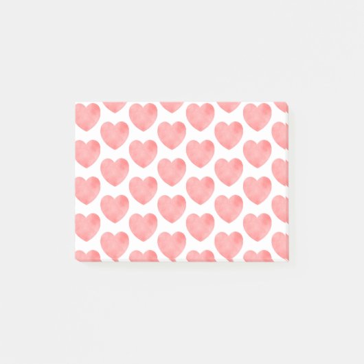 Post-it® Coeur d'aquarelle rose motif (Devant)