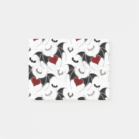 Post-it® Coeur d'Halloween avec ailes de chauve-souris noir (Devant)