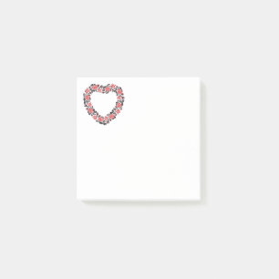 Post-it® Coeur d'origine des fleurs de roses rouges de poin