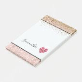 Post-it® Cœur en pétales de rose rouge rose poudré scintill (Incliné)