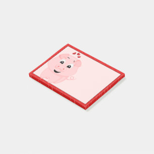 Post-it® Coeur et cochon rose mignon