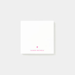 Post-it® Coeur et nom rose vif
