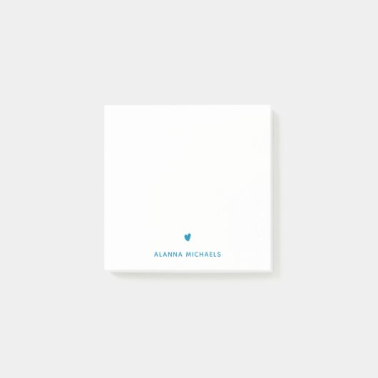 Post-it® Coeur et nom Turquoise tendance (Devant)