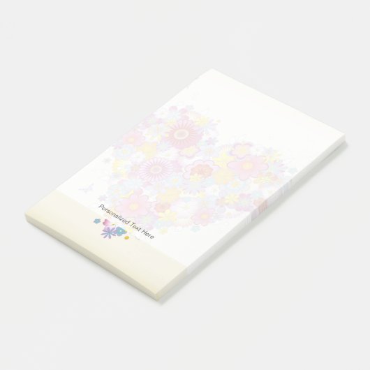 Post-it® Coeur floral avec des papillons (Incliné)