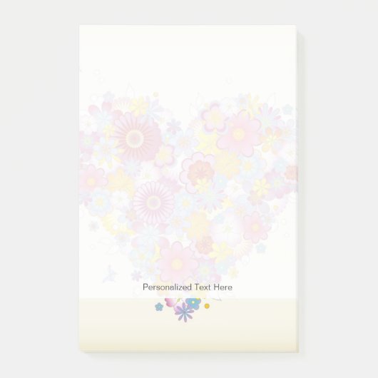 Post-it® Coeur floral avec des papillons (Devant)