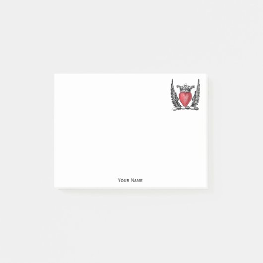 Post-it® Coeur héraldique avec ailes Armoiries Crest (Devant)