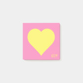 Post-it® Cœur jaune rose chaud Nom (Devant)