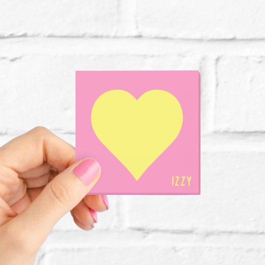 Post-it® Cœur jaune rose chaud Nom