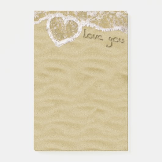 Post-it® Coeur "Love you" écrit dans Sable (Devant)