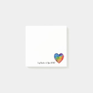 Post-it® Coeur mignon d'arc-en-ciel d'aquarelle