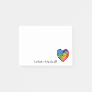 Post-it® Coeur mignon d'arc-en-ciel d'aquarelle