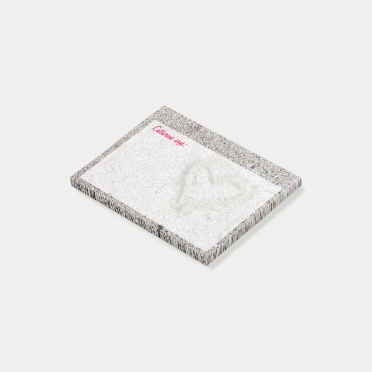 Post-it® Coeur romantique dans le sable avec texte personna (Incliné)