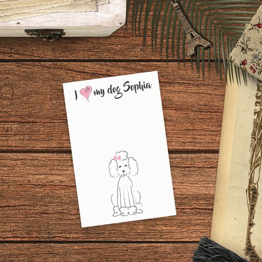 Post-it® Coeur rose mignon J'aime mon chien Personnalisé Wh