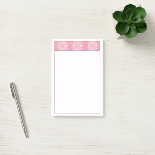 Post-it® COEUR ROSE QUILT 4x6 Post It Notepad (Bureau)
