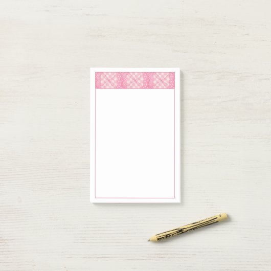 Post-it® COEUR ROSE QUILT 4x6 Post It Notepad (Sur un bureau)