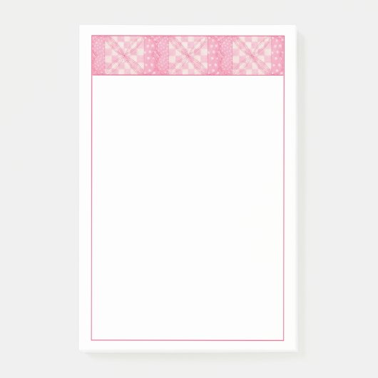 Post-it® COEUR ROSE QUILT 4x6 Post It Notepad (Devant)