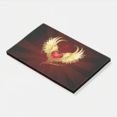 Post-it® Coeur rouge avec ailes d'or (Incliné)