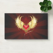 Post-it® Coeur rouge avec ailes d'or (Bureau)