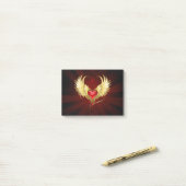 Post-it® Coeur rouge avec ailes d'or (Sur un bureau)
