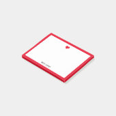 Post-it® Coeur rouge vif et frontière sur blanc avec nom (Incliné)