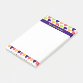 Post-it® Coeurs colorés mignons Nom personnalisé École (Incliné)