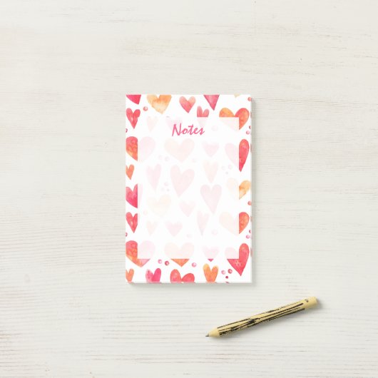 Post-it® COEURS D'Aquarelle (Sur un bureau)