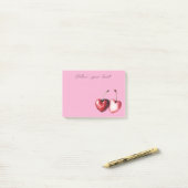 Post-it® Cœurs de Cerise Rouge Rose (Sur un bureau)