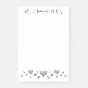 Post-it® Cœurs de la Saint-Valentin gris et texte personnal