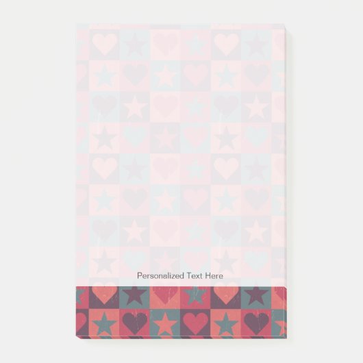 Post-it® Coeurs Et Étoiles Motif Rose (Devant)