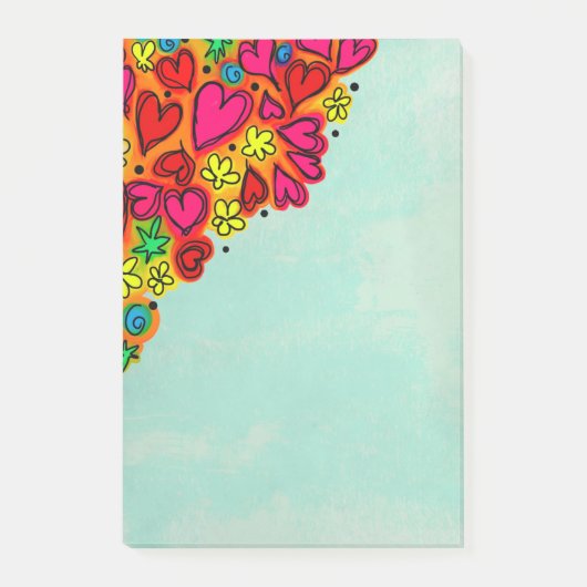 Post-it® Cœurs et fleurs mignons dessinés à la main (Devant)