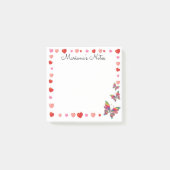 Post-it® coeurs et papillons roses stylisés personnalisent (Devant)