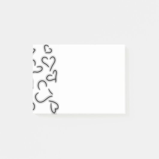 Post-it® Coeurs mignons Noir et Blanc (Devant)