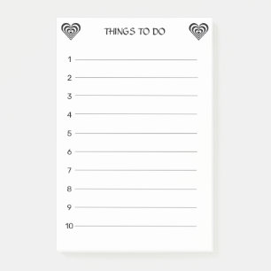 Post-it® Cœurs noirs et blancs mignons sur les choses à fai