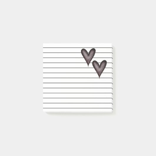 Post-it® Coeurs noirs | Lined (Devant)