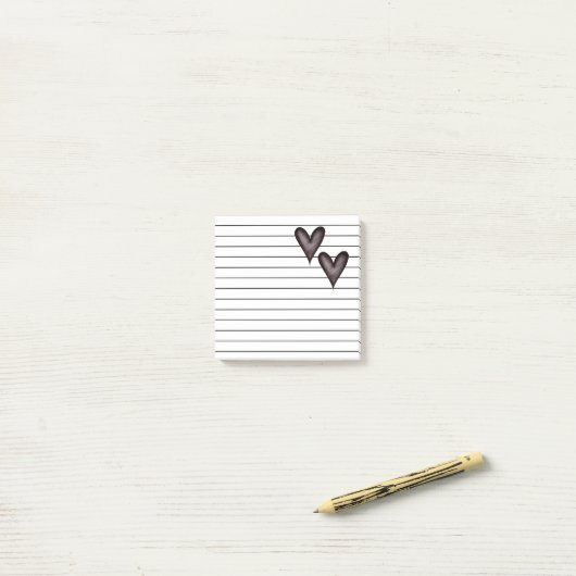 Post-it® Coeurs noirs | Lined (Sur un bureau)