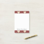 Post-it® Cœurs Pailletés Crème Rouge Or Saint Valentin (Sur un bureau)